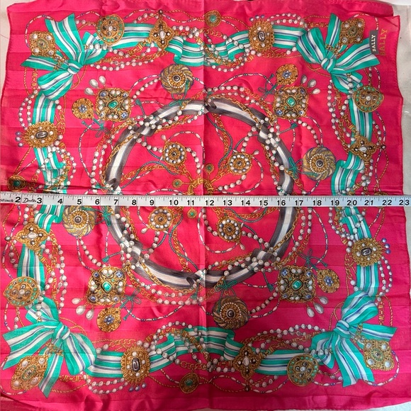 Bally Vibrant Pink and Gold Scarf